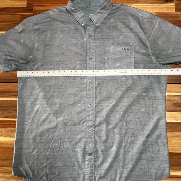 Huk Performance Fabric Fishing Shirt Mens Size XXL Short Sleeve Button Up Pocket - Picture 5 of 7